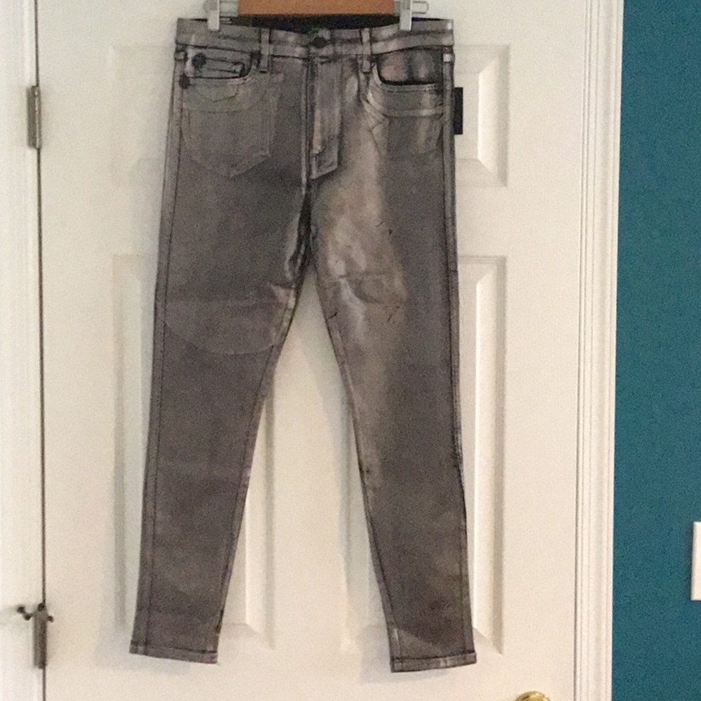 NWT Joe’s Jeans metallic gray skinny ankle jeans